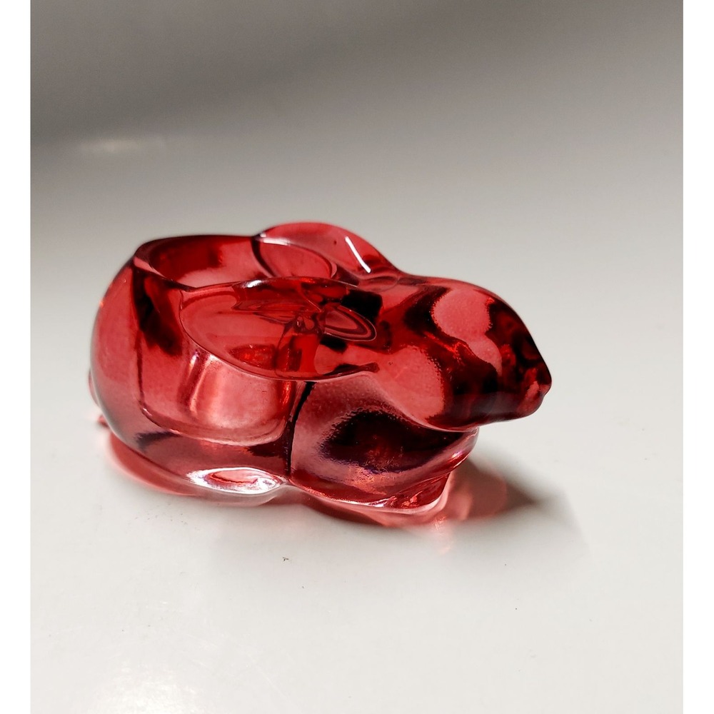Cranberry Glass Bunny Rabbit Votive Holder Countrycore